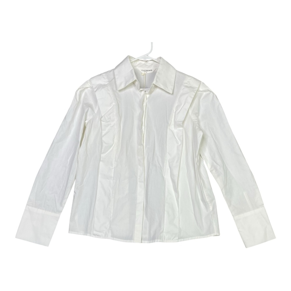 Commense Women's Button Down Shirt Cotton Long Sleeve White Size S NWT Casual